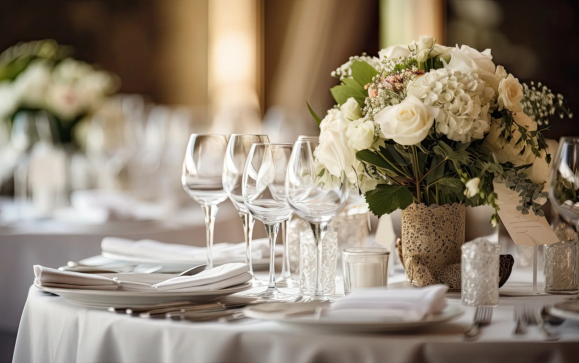 Tisch mit Hochzeitsdekoration